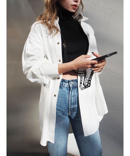 EVRIS（エヴリス）の「カラーオーバーサイズシャツ（シャツ/ブラウス・レディース・ホワイト/イエロー/カーキ/ピンク・FREE）」の18枚目の写真