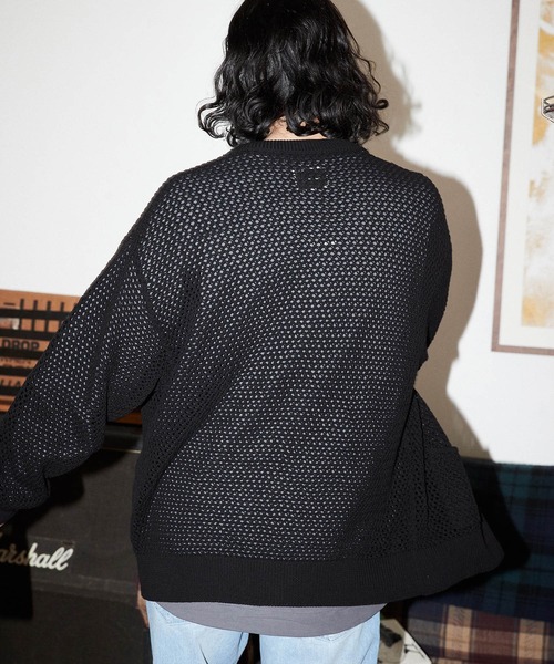 ADAM PATEK（アダムパテック）の「mcg3208- mesh knit cardigan カーディガン（カーディガン/ボレロ・メンズ・ブラック/グレー・1/2/3）」の6枚目の写真