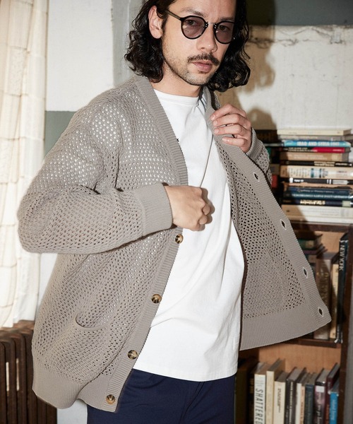 ADAM PATEK（アダムパテック）の「mcg3208- mesh knit cardigan カーディガン（カーディガン/ボレロ・メンズ・ブラック/グレー・1/2/3）」の9枚目の写真