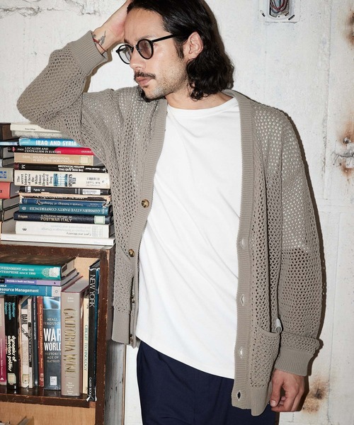 ADAM PATEK（アダムパテック）の「mcg3208- mesh knit cardigan カーディガン（カーディガン/ボレロ・メンズ・ブラック/グレー・1/2/3）」の10枚目の写真