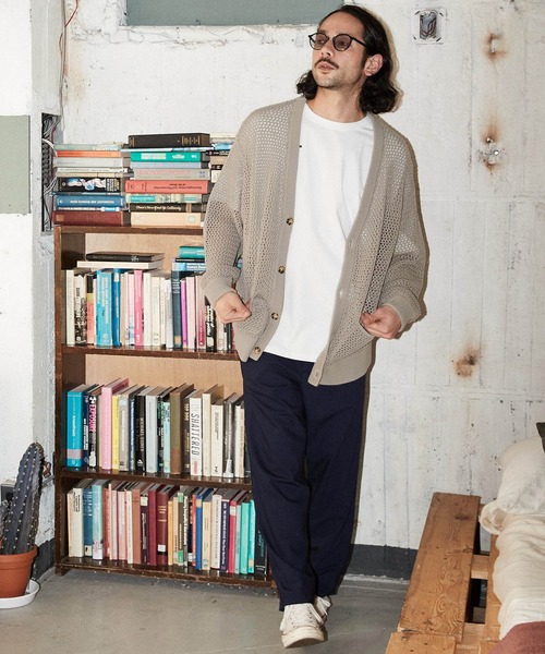 ADAM PATEK（アダムパテック）の「mcg3208- mesh knit cardigan カーディガン（カーディガン/ボレロ・メンズ・ブラック/グレー・1/2/3）」の12枚目の写真