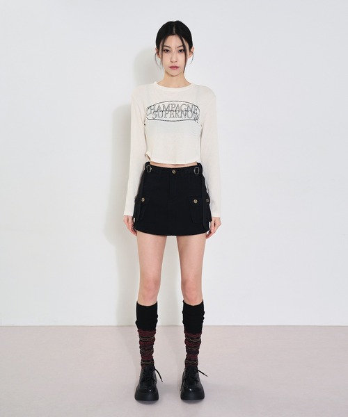 FOLLOWIN（フォロウィン）の「【インナーパンツ付き】ミリタリーカーゴミニスカート（スカート・レディース・ブラック/カーキ/カーキ系・SMALL/MEDIUM/LARGE）」の12枚目の写真