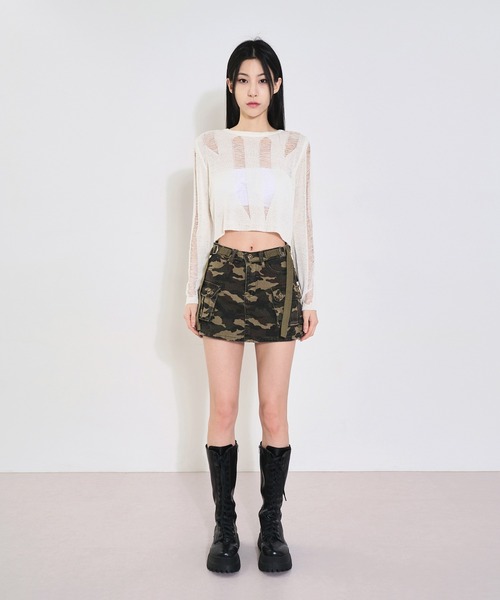FOLLOWIN（フォロウィン）の「【インナーパンツ付き】ミリタリーカーゴミニスカート（スカート・レディース・ブラック/カーキ/カーキ系・SMALL/MEDIUM/LARGE）」の11枚目の写真