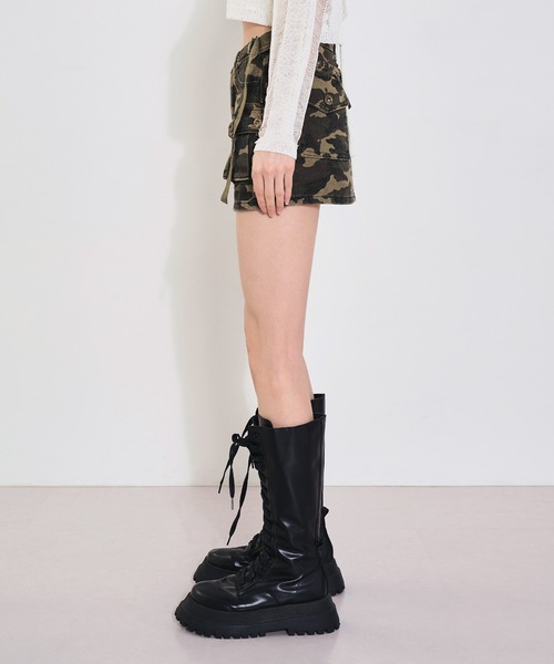 FOLLOWIN（フォロウィン）の「【インナーパンツ付き】ミリタリーカーゴミニスカート（スカート・レディース・ブラック/カーキ/カーキ系・SMALL/MEDIUM/LARGE）」の9枚目の写真