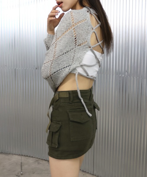 FOLLOWIN（フォロウィン）の「【インナーパンツ付き】ミリタリーカーゴミニスカート（スカート・レディース・ブラック/カーキ/カーキ系・SMALL/MEDIUM/LARGE）」の19枚目の写真