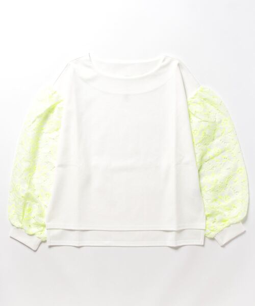 Q（キュー）の「フラワーレーススリーブトップス（Tシャツ/カットソー・レディース・ライトグレー/アイボリー・MEDIUM）」の4枚目の写真