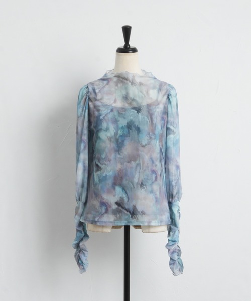 tocco closet(トッコ クローゼット)の「【ZOZO限定】チュールプリントトップス(Tシャツ/カットソー・レディース・サックスブルー/ラベンダー・M)」の16枚目の写真