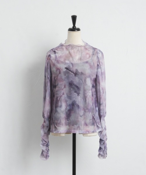 tocco closet(トッコ クローゼット)の「【ZOZO限定】チュールプリントトップス(Tシャツ/カットソー・レディース・サックスブルー/ラベンダー・M)」の17枚目の写真