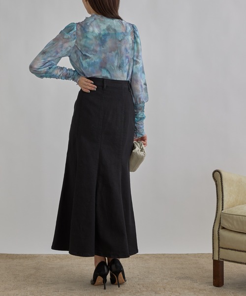 tocco closet(トッコ クローゼット)の「【ZOZO限定】チュールプリントトップス(Tシャツ/カットソー・レディース・サックスブルー/ラベンダー・M)」の4枚目の写真
