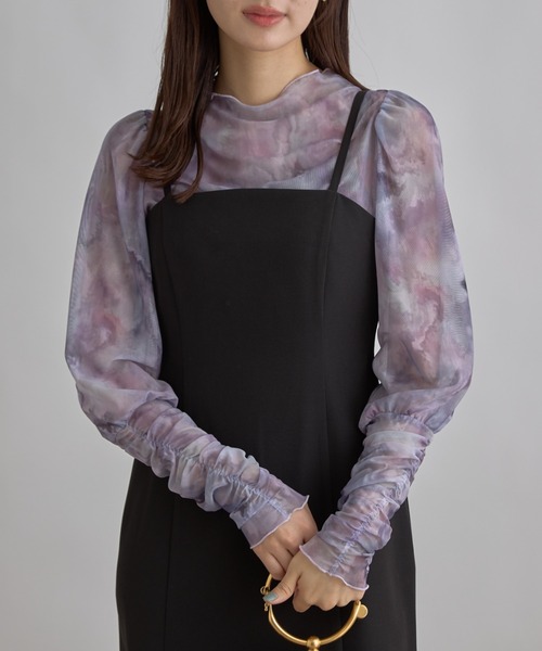 tocco closet(トッコ クローゼット)の「【ZOZO限定】チュールプリントトップス(Tシャツ/カットソー・レディース・サックスブルー/ラベンダー・M)」の8枚目の写真