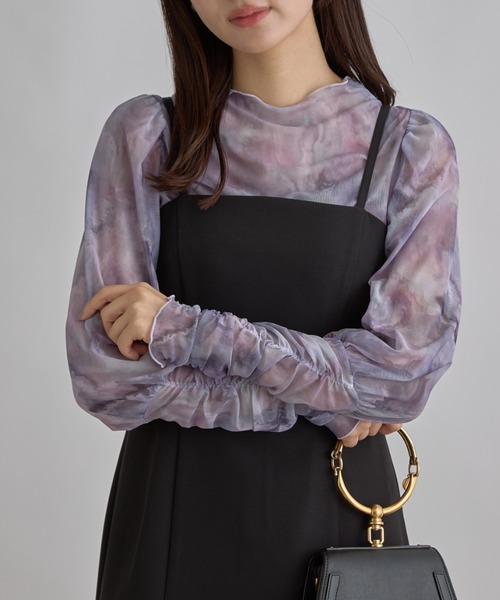 tocco closet(トッコ クローゼット)の「【ZOZO限定】チュールプリントトップス(Tシャツ/カットソー・レディース・サックスブルー/ラベンダー・M)」の15枚目の写真