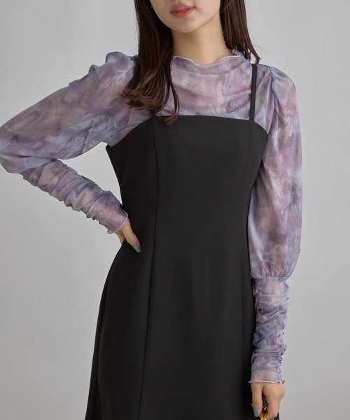 tocco closet(トッコ クローゼット)の「【ZOZO限定】チュールプリントトップス(Tシャツ/カットソー・レディース・サックスブルー/ラベンダー・M)」の5枚目の写真