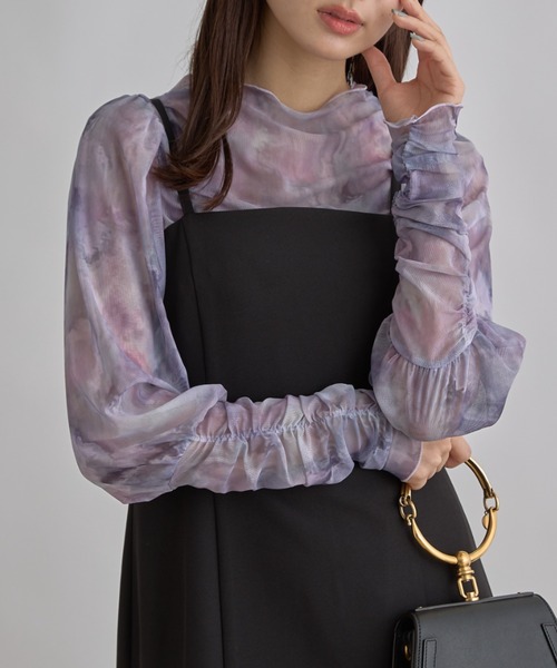 tocco closet(トッコ クローゼット)の「【ZOZO限定】チュールプリントトップス(Tシャツ/カットソー・レディース・サックスブルー/ラベンダー・M)」の10枚目の写真