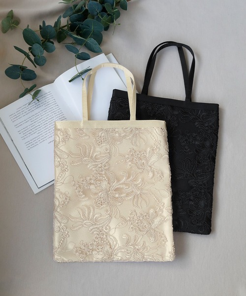 girl(ガール)の「レースサテンサブバッグ 結婚式 パーティー お呼ばれ オケージョン(トートバッグ・レディース・ベージュ/ブラック・FREE)」の3枚目の写真