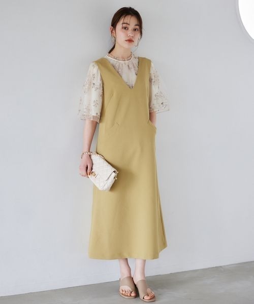 mysty woman（ミスティウーマン）の「【WEB限定】深Vジャンスカ　197899（ジャンパースカート・レディース・アイボリー/ブラック/ベージュ・FREE）」の9枚目の写真