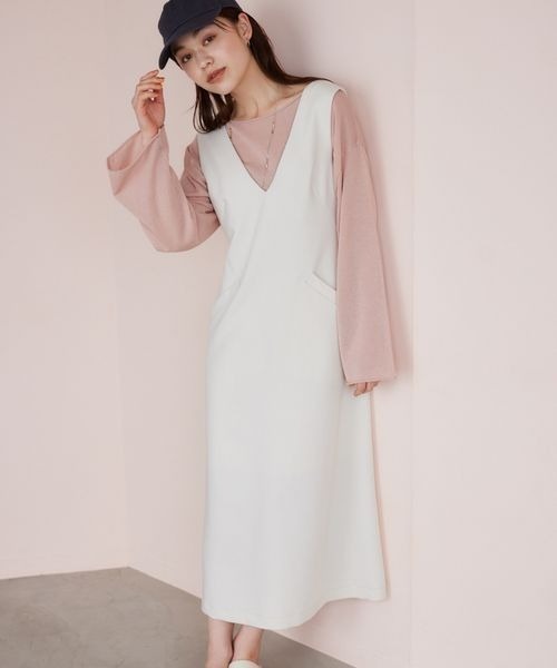 mysty woman（ミスティウーマン）の「【WEB限定】深Vジャンスカ　197899（ジャンパースカート・レディース・アイボリー/ブラック/ベージュ・FREE）」の5枚目の写真