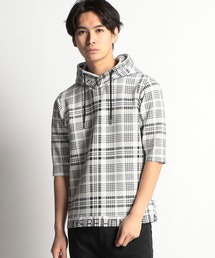 ５分袖フードロゴプルオーバーパーカ