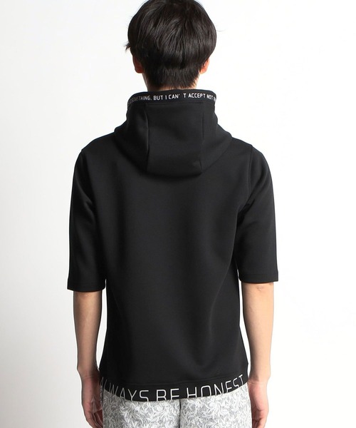 HIDEAWAYS NICOLE（ハイダウェイニコル）の「５分袖フードロゴプルオーバーパーカ（パーカー・メンズ・ブラック/ローズ/サックスブルー/オフホワイト/チェック・LARGE/MEDIUM/X-LARGE）」の7枚目の写真