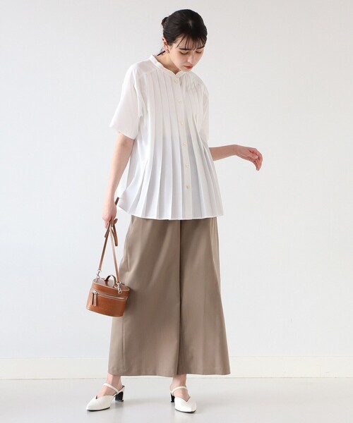 LOHEN lohen バンドカラー4タックブラウス lohen バンドカラー4タックブラウス バンドカラータックブラウス