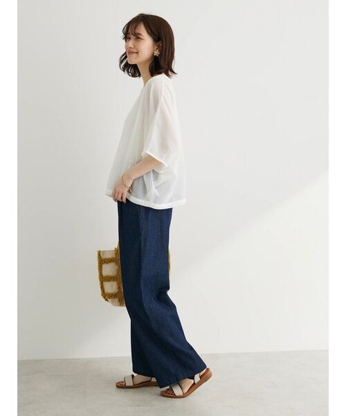 Green　Parks（グリーンパークス）の「イージーワイドパンツ（その他パンツ・レディース・イエロー/ホワイト系その他2/ライトインディゴブルー/インディゴブルー・FREE）」の11枚目の写真