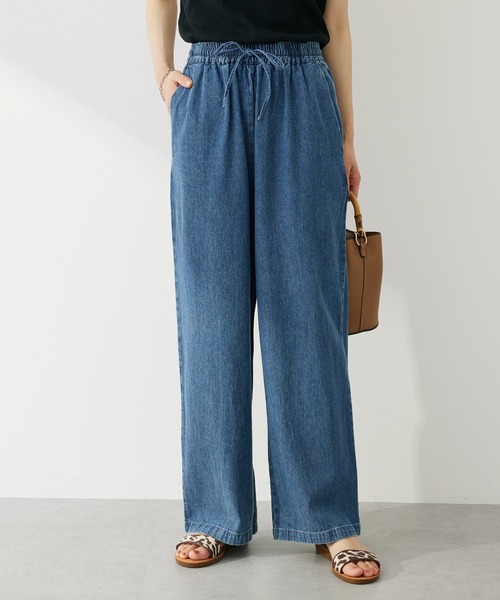 Green　Parks（グリーンパークス）の「イージーワイドパンツ（その他パンツ・レディース・イエロー/ホワイト系その他2/ライトインディゴブルー/インディゴブルー・FREE）」の4枚目の写真