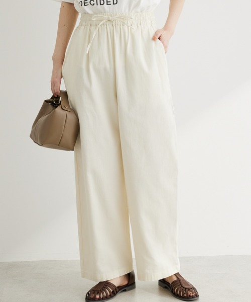 Green　Parks（グリーンパークス）の「イージーワイドパンツ（その他パンツ・レディース・イエロー/ホワイト系その他2/ライトインディゴブルー/インディゴブルー・FREE）」の2枚目の写真