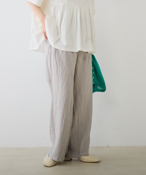 PUAL CE CIN（ピュアルセシン）の「麻キャンバスリラックスパンツ（その他パンツ・レディース・ミント/オレンジ/ブラック/ベージュ・FREE）」の3枚目の写真