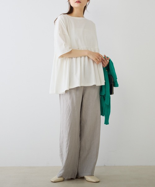 PUAL CE CIN（ピュアルセシン）の「麻キャンバスリラックスパンツ（その他パンツ・レディース・ミント/オレンジ/ブラック/ベージュ・FREE）」の7枚目の写真