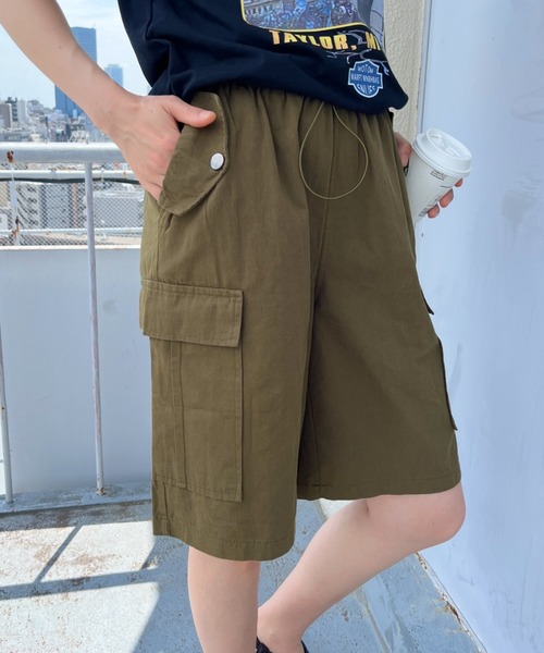 CLEA(クレア)の「ミリタリーカーゴハーフパンツ(カーゴパンツ・レディース・ピンク/カーキ/アイボリー/ブラック・M)」の3枚目の写真