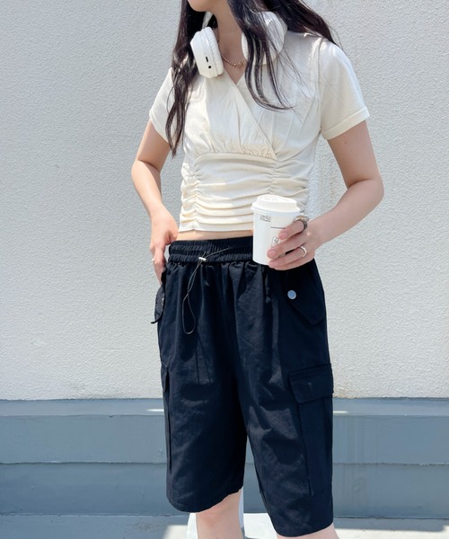 CLEA(クレア)の「ミリタリーカーゴハーフパンツ(カーゴパンツ・レディース・ピンク/カーキ/アイボリー/ブラック・M)」の15枚目の写真