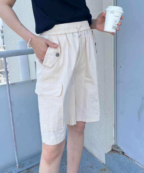 CLEA(クレア)の「ミリタリーカーゴハーフパンツ(カーゴパンツ・レディース・ピンク/カーキ/アイボリー/ブラック・M)」の5枚目の写真
