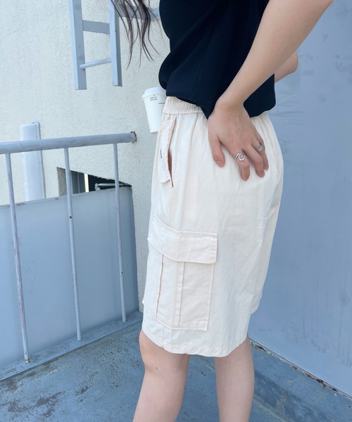 CLEA(クレア)の「ミリタリーカーゴハーフパンツ(カーゴパンツ・レディース・ピンク/カーキ/アイボリー/ブラック・M)」の8枚目の写真