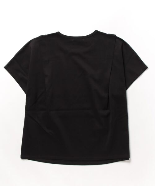 NEWYORKER(ニューヨーカー)の「【接触冷感】コットンポンチ ショルダータックプルオーバー(Tシャツ/カットソー・レディース・アイボリー/ブラック・M/L)」の3枚目の写真