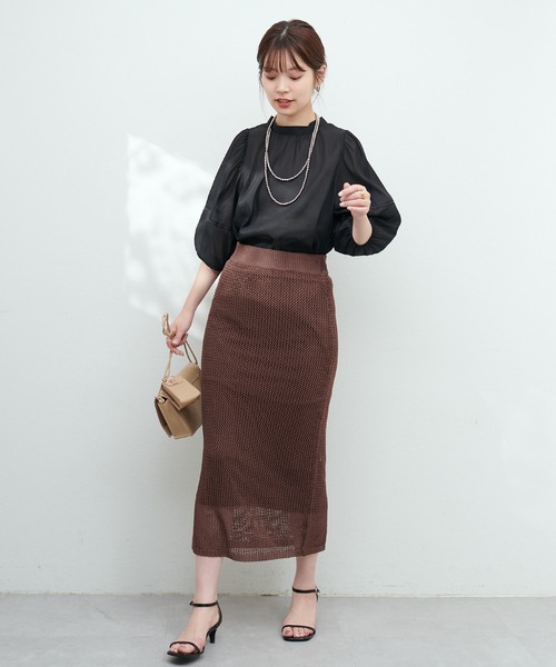 natural couture(ナチュラルクチュール)の「osono配色シアーボータイブラウス(シャツ/ブラウス・レディース・グリーン/サックスブルー/ブラック/オフホワイト・FREE)」の17枚目の写真