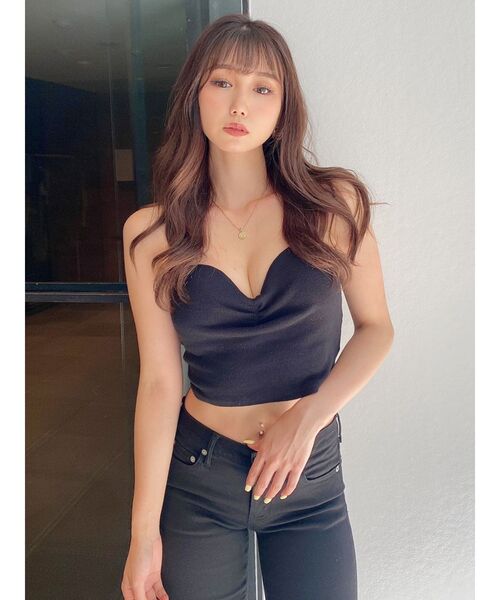 GYDA(ジェイダ)の「リブベアビスチェ(タンクトップ・レディース・オフホワイト/ブラック・FREE)」の2枚目の写真