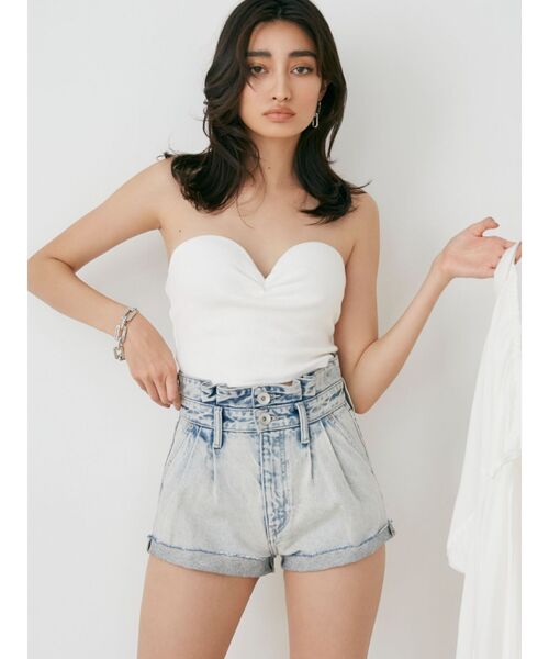 GYDA(ジェイダ)の「リブベアビスチェ(タンクトップ・レディース・オフホワイト/ブラック・FREE)」の4枚目の写真