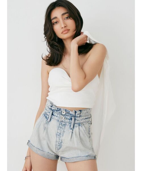 GYDA(ジェイダ)の「リブベアビスチェ(タンクトップ・レディース・オフホワイト/ブラック・FREE)」の5枚目の写真