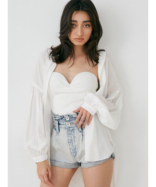 GYDA(ジェイダ)の「リブベアビスチェ(タンクトップ・レディース・オフホワイト/ブラック・FREE)」の6枚目の写真