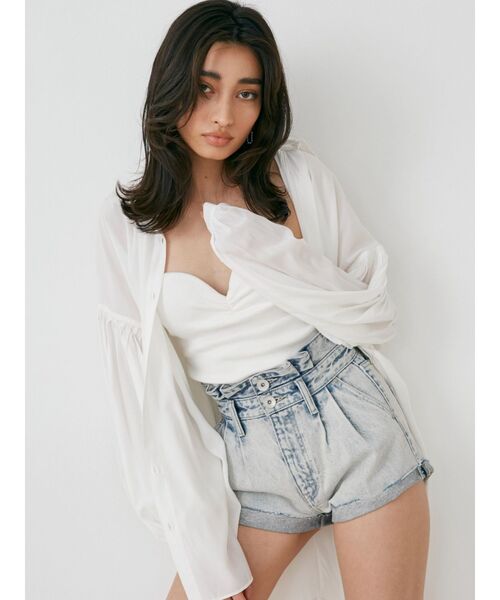 GYDA(ジェイダ)の「リブベアビスチェ(タンクトップ・レディース・オフホワイト/ブラック・FREE)」の7枚目の写真