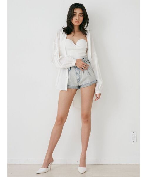 GYDA(ジェイダ)の「リブベアビスチェ(タンクトップ・レディース・オフホワイト/ブラック・FREE)」の8枚目の写真