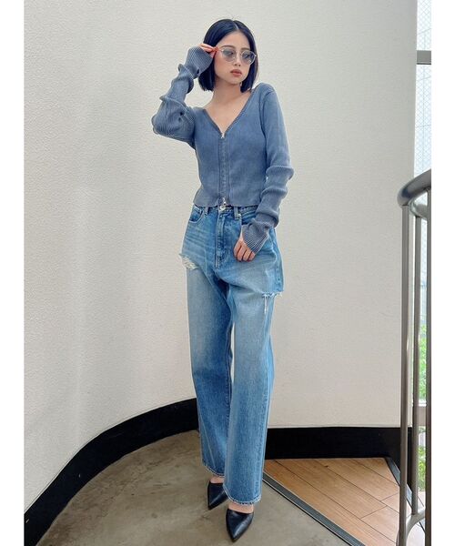 GYDA（ジェイダ）の「ブリーチ Wファスナー リブニットトップス（ニット/セーター・レディース・ブラック/ネイビー/ベージュ・FREE）」の18枚目の写真