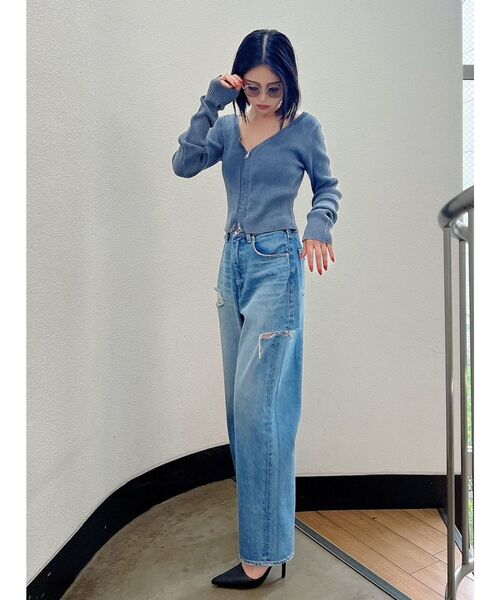 GYDA（ジェイダ）の「ブリーチ Wファスナー リブニットトップス（ニット/セーター・レディース・ブラック/ネイビー/ベージュ・FREE）」の19枚目の写真