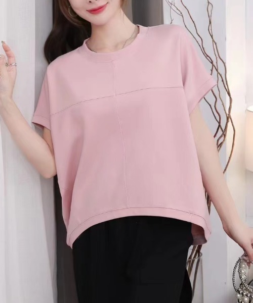 Eclat one(エクラワン)の「シームデザインフレンチスリーブトップス(Tシャツ/カットソー・レディース・イエロー/ピンク/ホワイト/ブラック/ブルー・FREE)」の5枚目の写真