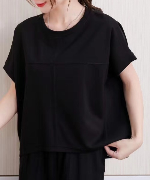 Eclat one(エクラワン)の「シームデザインフレンチスリーブトップス(Tシャツ/カットソー・レディース・イエロー/ピンク/ホワイト/ブラック/ブルー・FREE)」の3枚目の写真