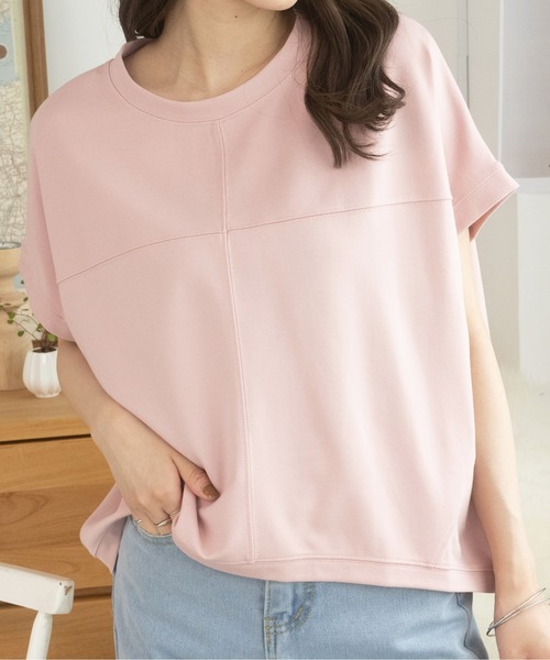 Eclat one(エクラワン)の「シームデザインフレンチスリーブトップス(Tシャツ/カットソー・レディース・イエロー/ピンク/ホワイト/ブラック/ブルー・FREE)」の18枚目の写真