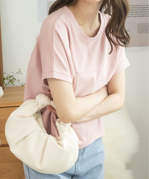 Eclat one(エクラワン)の「シームデザインフレンチスリーブトップス(Tシャツ/カットソー・レディース・イエロー/ピンク/ホワイト/ブラック/ブルー・FREE)」の19枚目の写真