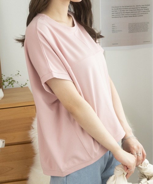 Eclat one(エクラワン)の「シームデザインフレンチスリーブトップス(Tシャツ/カットソー・レディース・イエロー/ピンク/ホワイト/ブラック/ブルー・FREE)」の20枚目の写真