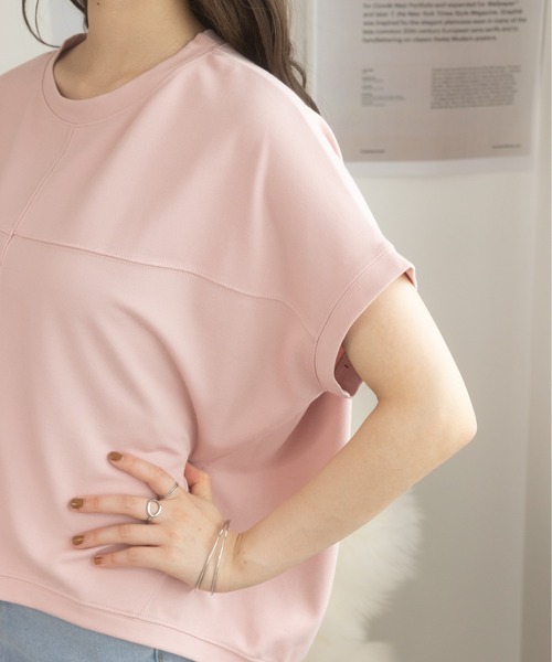 Eclat one(エクラワン)の「シームデザインフレンチスリーブトップス(Tシャツ/カットソー・レディース・イエロー/ピンク/ホワイト/ブラック/ブルー・FREE)」の22枚目の写真