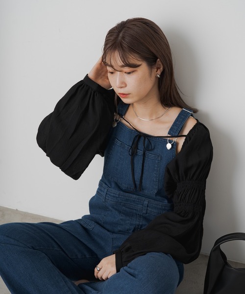 Kastane（カスタネ）の「シャーリングボレロ（カーディガン/ボレロ・レディース・グレー/アイボリー/ブラック・FREE）」の5枚目の写真