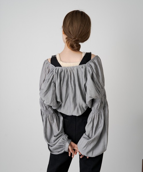 Kastane（カスタネ）の「シャーリングボレロ（カーディガン/ボレロ・レディース・グレー/アイボリー/ブラック・FREE）」の19枚目の写真